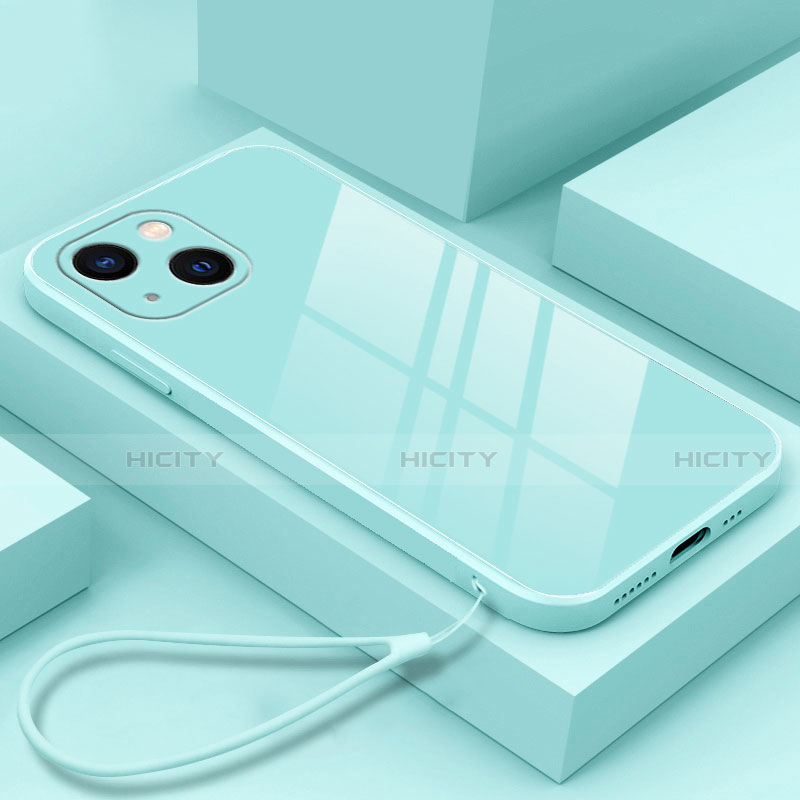 Carcasa Bumper Funda Silicona Espejo M03 para Apple iPhone 15 Plus Azul Cielo