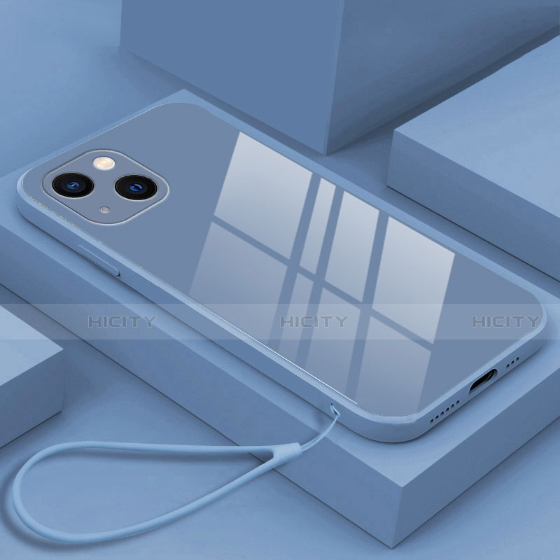 Carcasa Bumper Funda Silicona Espejo M03 para Apple iPhone 15 Plus Gris Lavanda