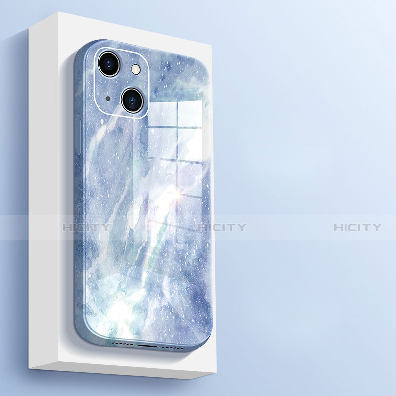 Carcasa Bumper Funda Silicona Espejo M05 para Apple iPhone 13 Azul Cielo