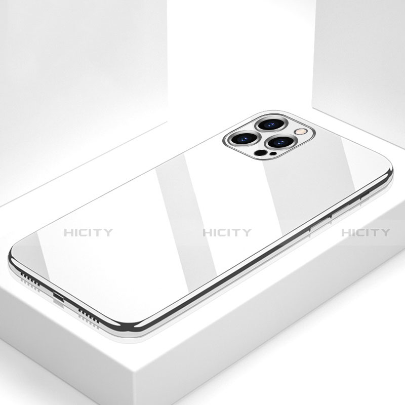 Carcasa Bumper Funda Silicona Espejo M05 para Apple iPhone 15 Pro Max Blanco