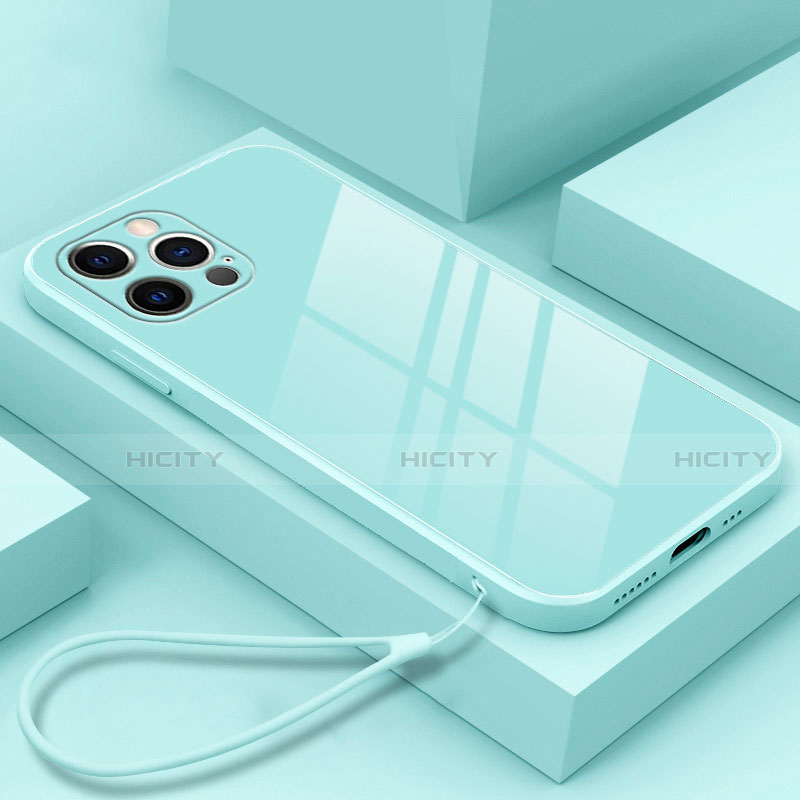 Carcasa Bumper Funda Silicona Espejo M09 para Apple iPhone 15 Pro Azul Cielo