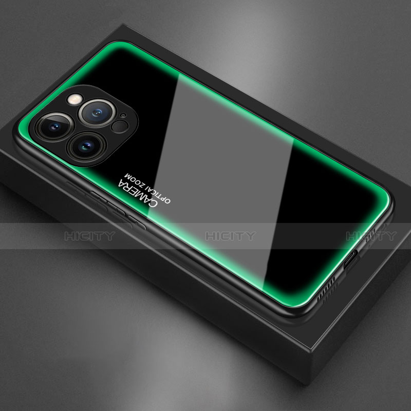 Carcasa Bumper Funda Silicona Espejo para Apple iPhone 13 Pro Max Verde