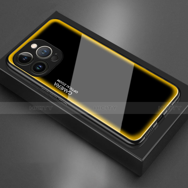 Carcasa Bumper Funda Silicona Espejo para Apple iPhone 14 Pro Amarillo