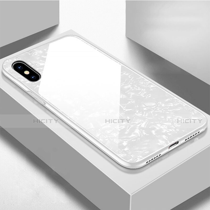 Carcasa Bumper Funda Silicona Espejo para Apple iPhone Xs Blanco