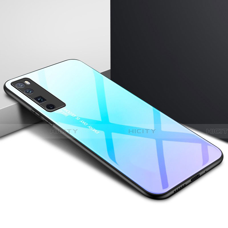 Carcasa Bumper Funda Silicona Espejo para Huawei Nova 7 Pro 5G Azul Cielo