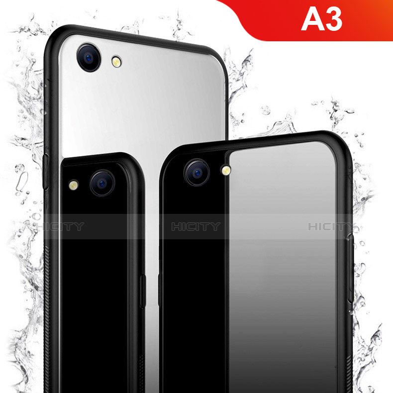 Carcasa Bumper Funda Silicona Espejo para Oppo A3 Negro