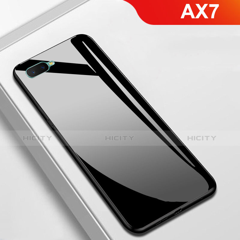 Carcasa Bumper Funda Silicona Espejo para Oppo AX7 Negro