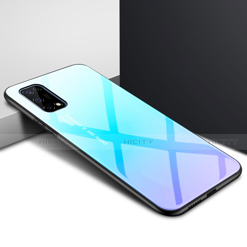 Carcasa Bumper Funda Silicona Espejo para Realme X7 Pro 5G Azul Claro