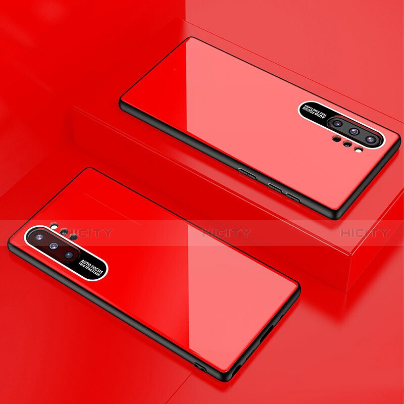 Carcasa Bumper Funda Silicona Espejo para Samsung Galaxy Note 10 Plus 5G Rojo