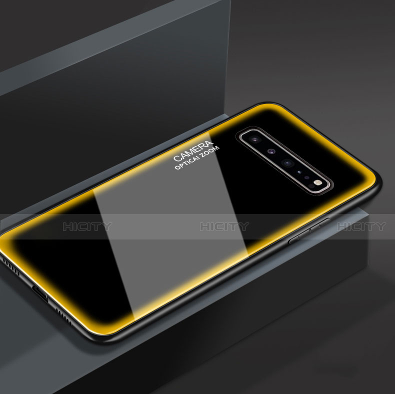 Carcasa Bumper Funda Silicona Espejo para Samsung Galaxy S10 5G SM-G977B Amarillo