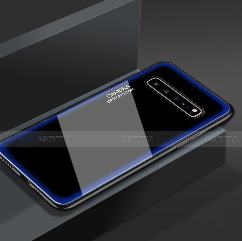 Carcasa Bumper Funda Silicona Espejo para Samsung Galaxy S10 5G SM-G977B Azul