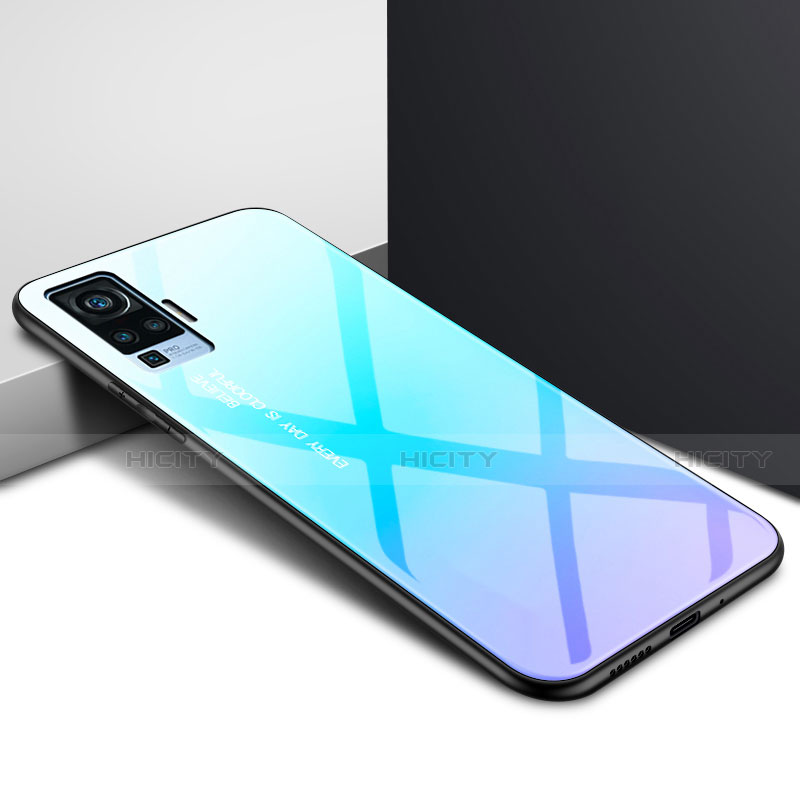 Carcasa Bumper Funda Silicona Espejo para Vivo X51 5G Azul Cielo