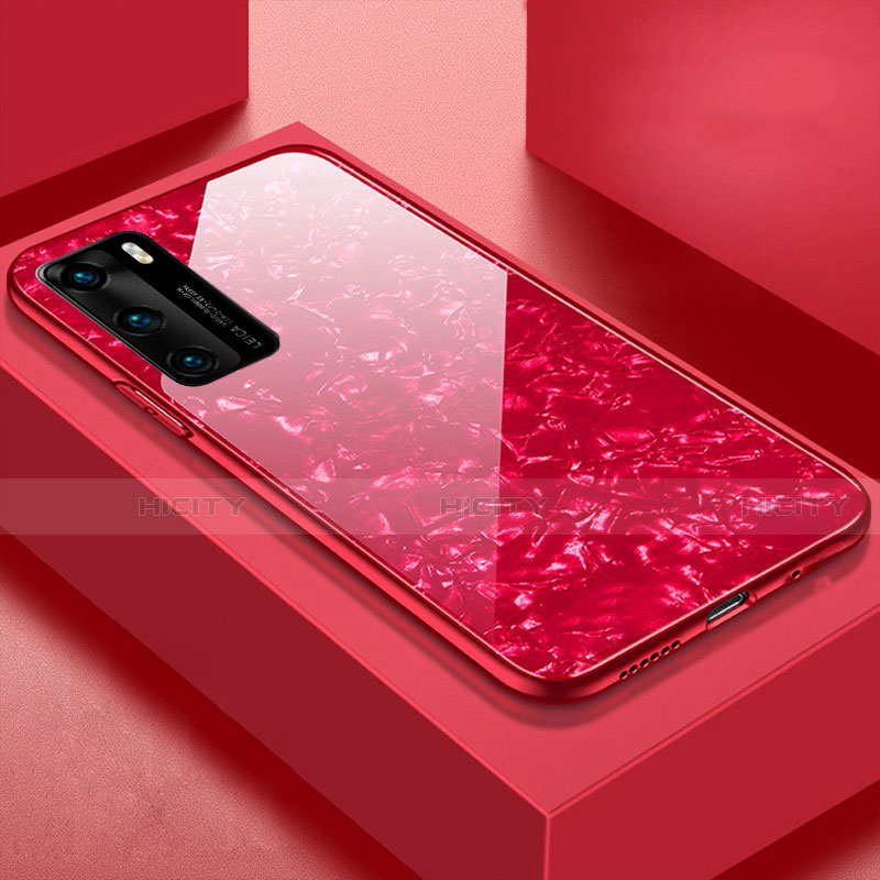 Carcasa Bumper Funda Silicona Espejo T01 para Huawei P40 Rojo