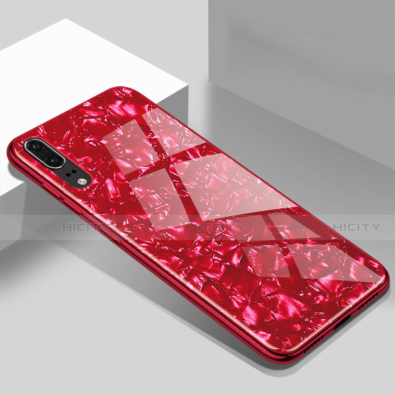 Carcasa Bumper Funda Silicona Espejo T02 para Huawei P20 Rojo