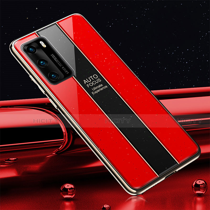 Carcasa Bumper Funda Silicona Espejo T03 para Huawei P40 Rojo