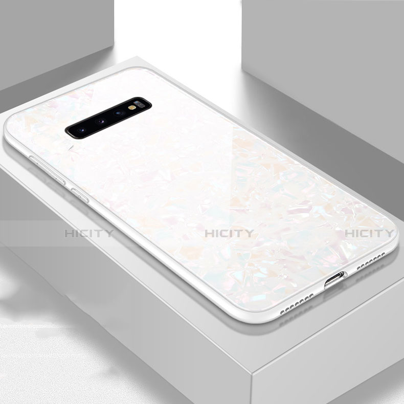 Carcasa Bumper Funda Silicona Espejo U01 para Samsung Galaxy S10 Plus Blanco