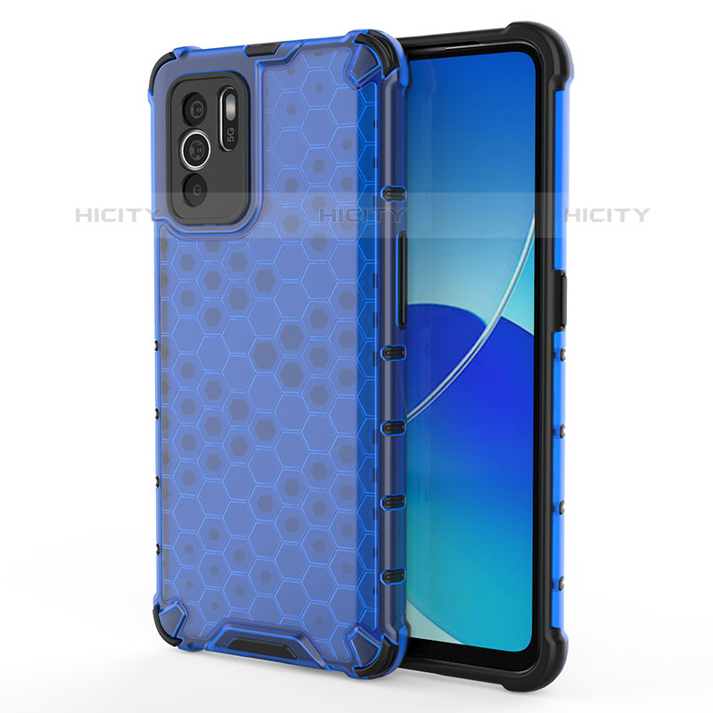 Carcasa Bumper Funda Silicona Transparente 360 Grados AM1 para Oppo Reno6 Z 5G Azul