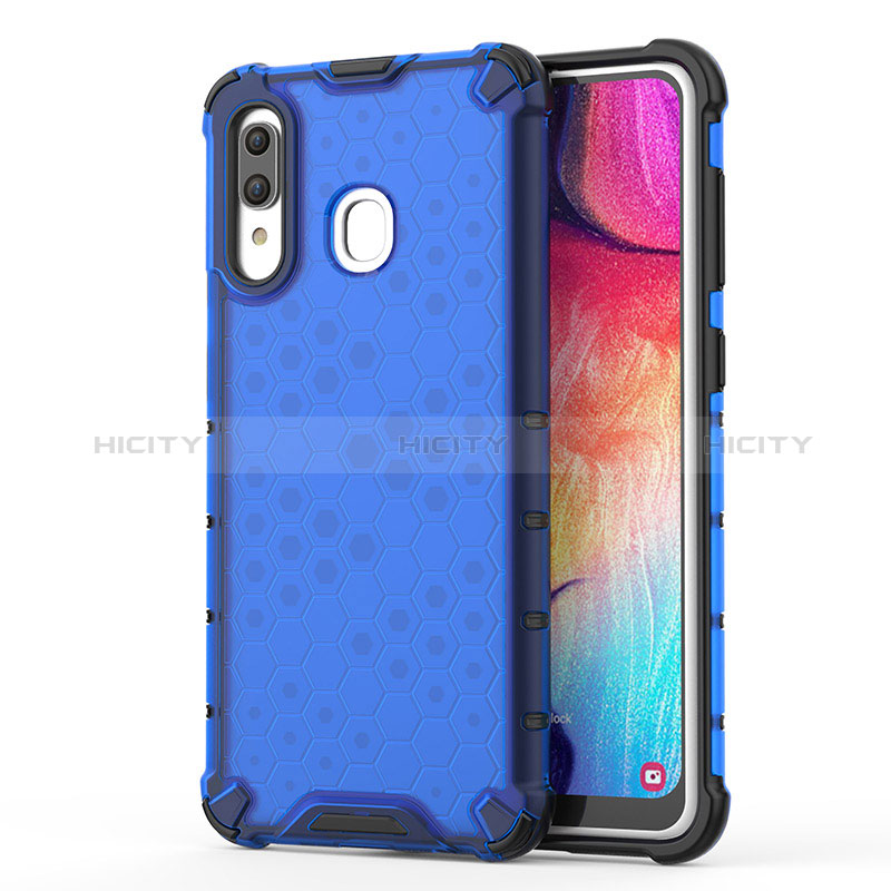 Carcasa Bumper Funda Silicona Transparente 360 Grados AM1 para Samsung Galaxy A20 Azul