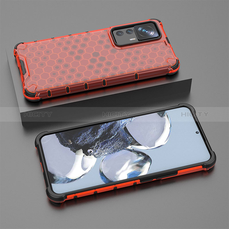 Carcasa Bumper Funda Silicona Transparente 360 Grados AM1 para Xiaomi Mi 12T 5G Rojo