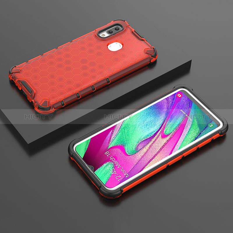 Carcasa Bumper Funda Silicona Transparente 360 Grados AM2 para Samsung Galaxy A40 Rojo