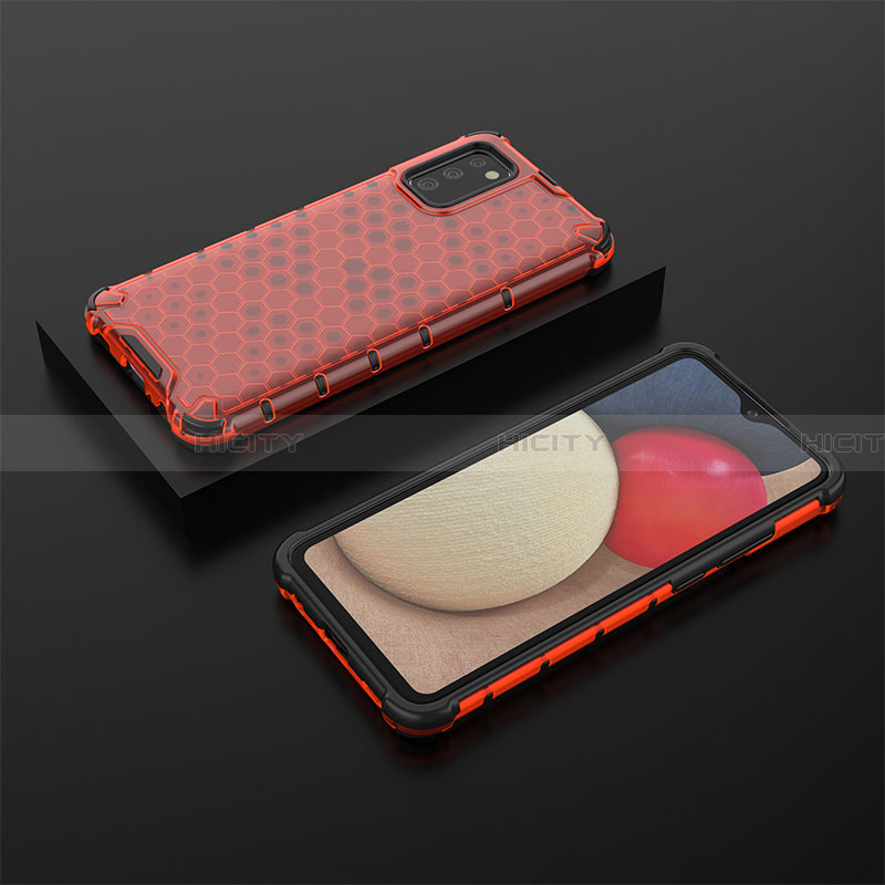 Carcasa Bumper Funda Silicona Transparente 360 Grados AM2 para Samsung Galaxy F02S SM-E025F Rojo