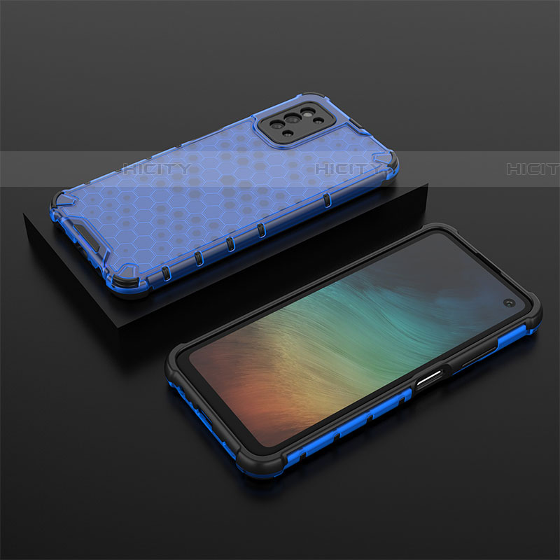 Carcasa Bumper Funda Silicona Transparente 360 Grados AM2 para Samsung Galaxy F52 5G Azul