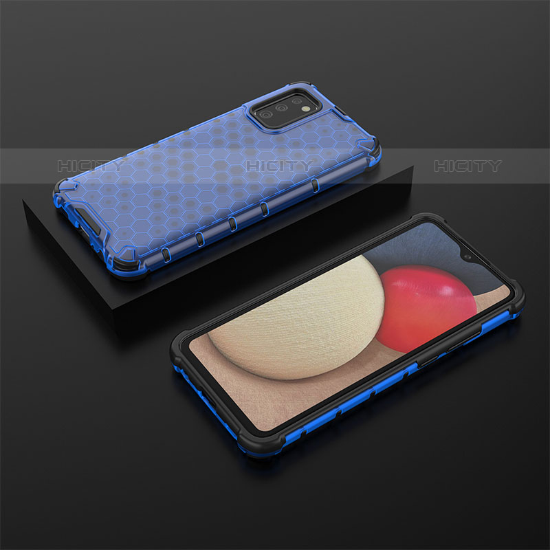 Carcasa Bumper Funda Silicona Transparente 360 Grados AM2 para Samsung Galaxy M02s Azul