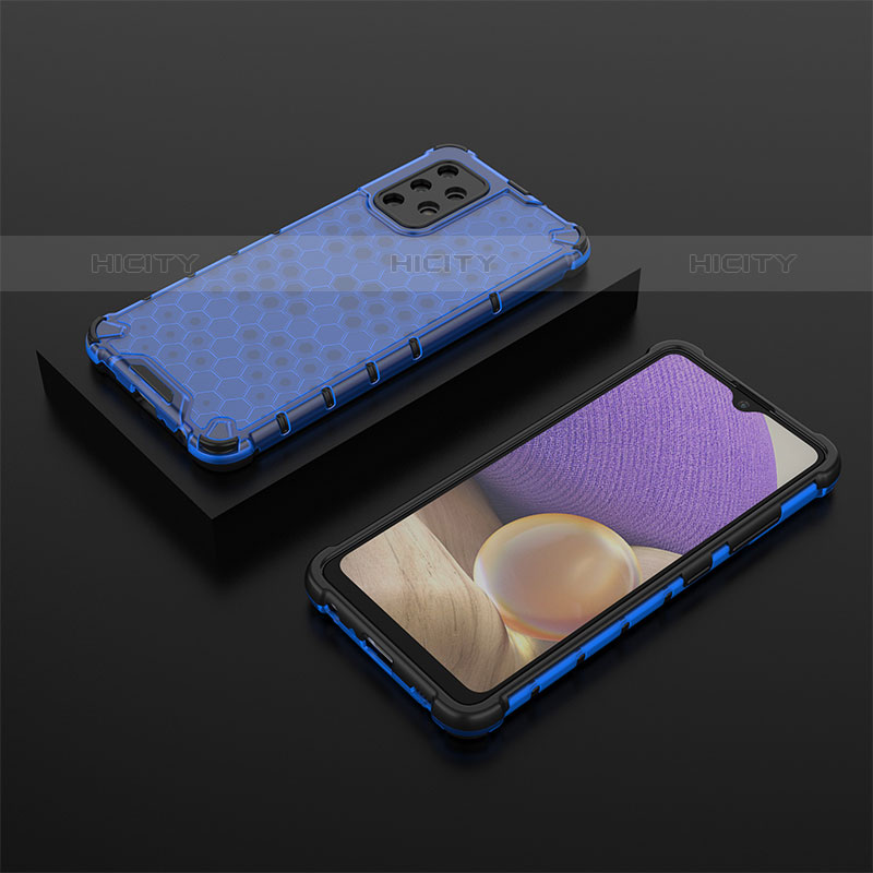 Carcasa Bumper Funda Silicona Transparente 360 Grados AM2 para Samsung Galaxy M32 5G Azul