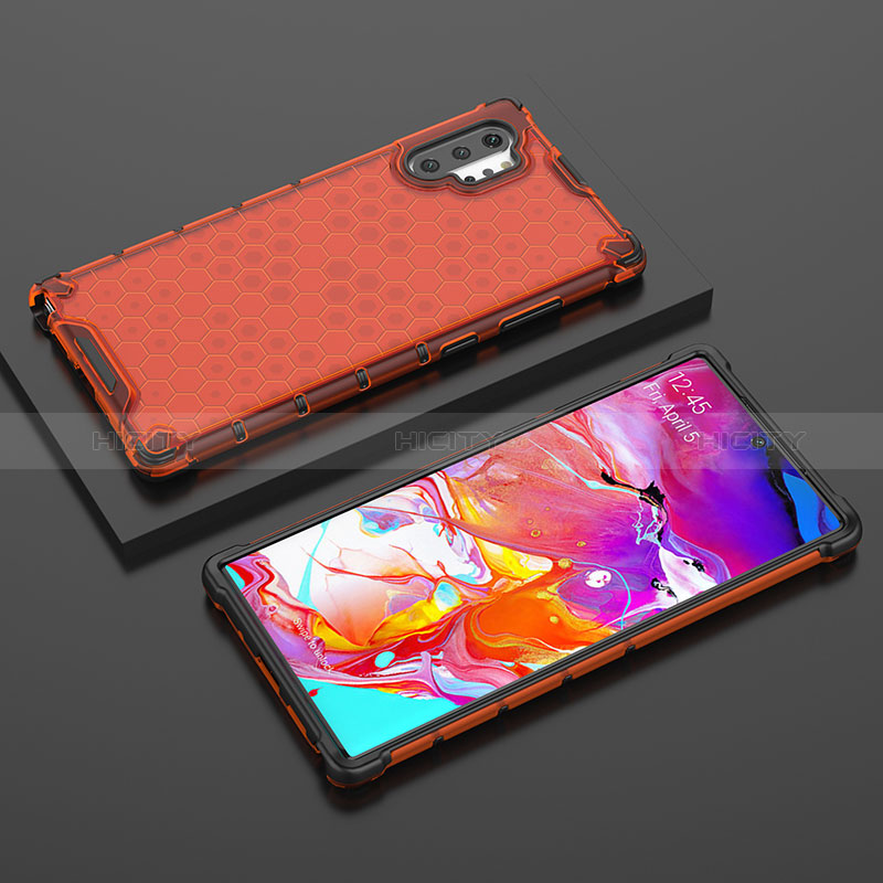 Carcasa Bumper Funda Silicona Transparente 360 Grados AM2 para Samsung Galaxy Note 10 Plus 5G Rojo