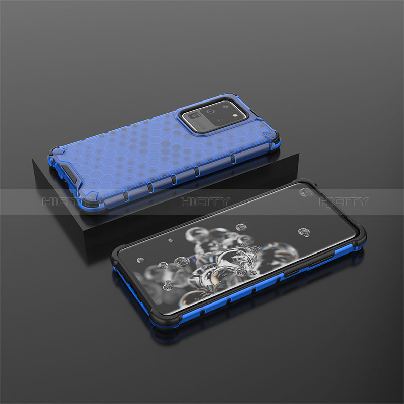 Carcasa Bumper Funda Silicona Transparente 360 Grados AM2 para Samsung Galaxy S20 Ultra 5G Azul
