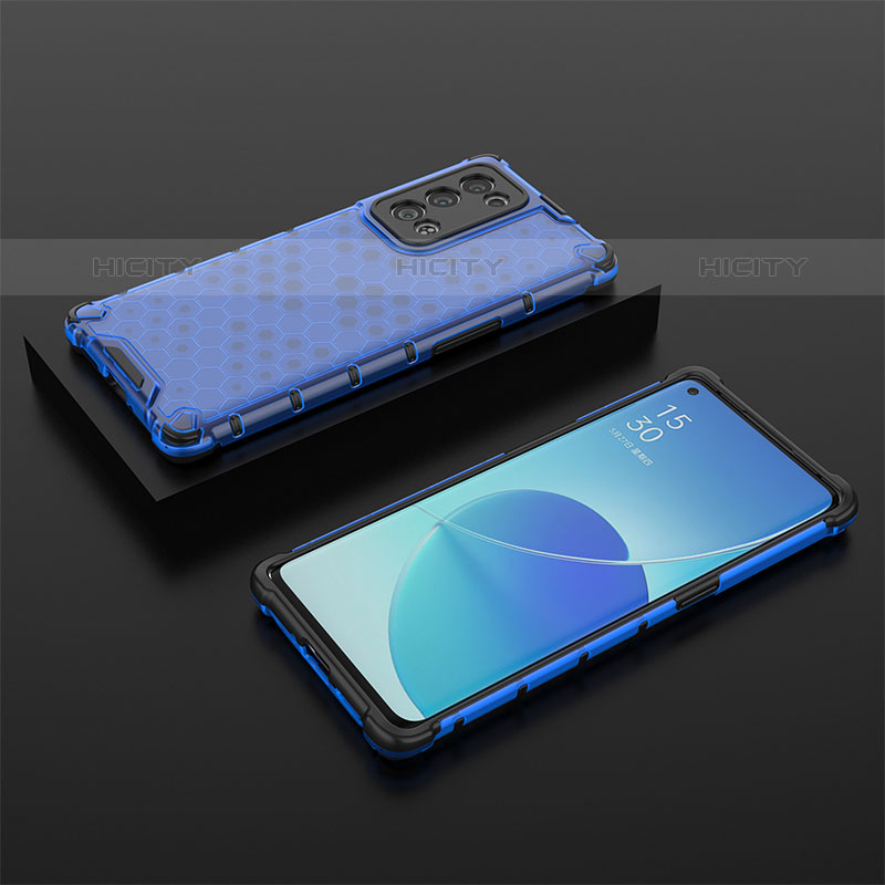 Carcasa Bumper Funda Silicona Transparente 360 Grados AM3 para Oppo Reno6 Pro+ Plus 5G Azul