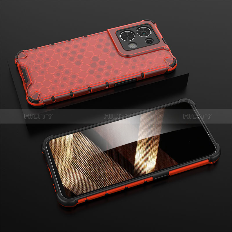 Carcasa Bumper Funda Silicona Transparente 360 Grados AM3 para Xiaomi Redmi Note 13 5G Rojo