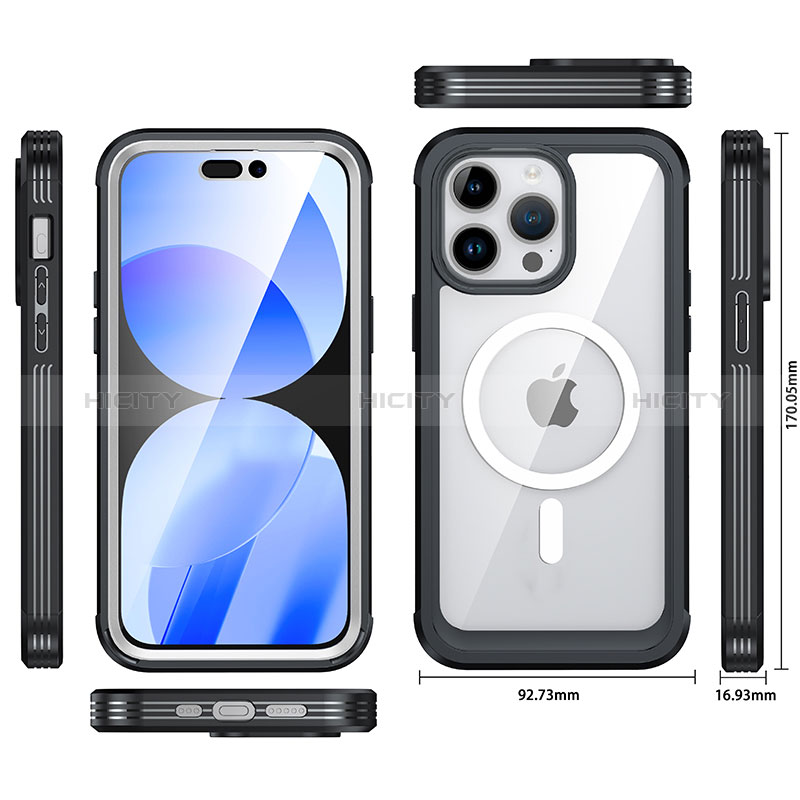 Carcasa Bumper Funda Silicona Transparente 360 Grados con Mag-Safe Magnetic T01 para Apple iPhone 14 Pro