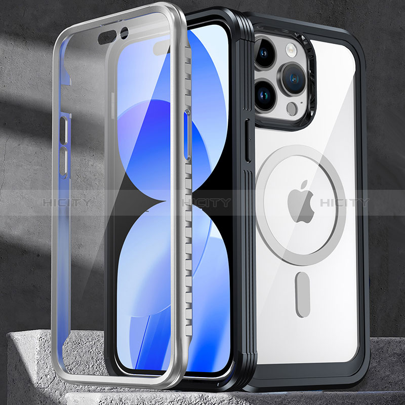 Carcasa Bumper Funda Silicona Transparente 360 Grados con Mag-Safe Magnetic T01 para Apple iPhone 14 Pro