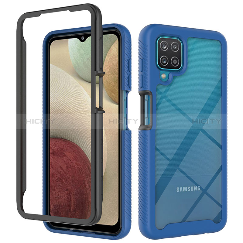 Carcasa Bumper Funda Silicona Transparente 360 Grados JX2 para Samsung Galaxy A12 Azul