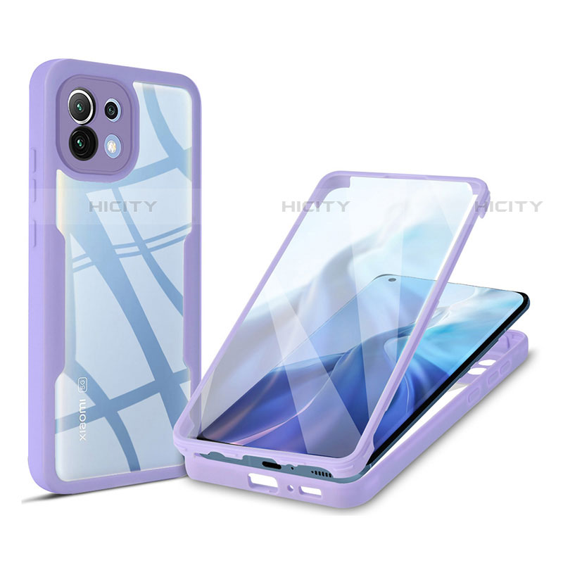 Carcasa Bumper Funda Silicona Transparente 360 Grados M01 para Xiaomi Mi 11 5G Morado