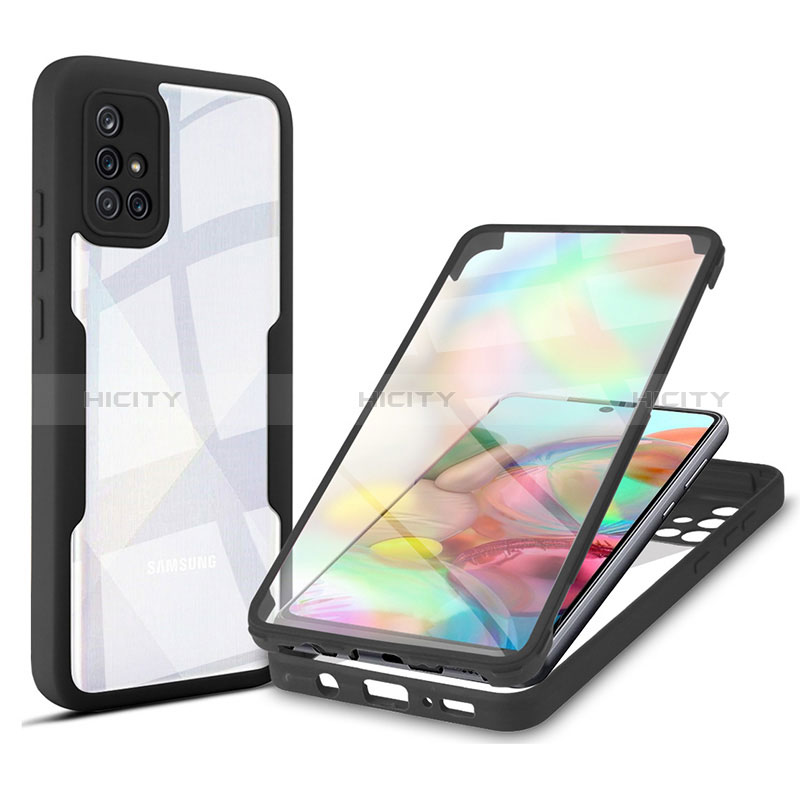 Carcasa Bumper Funda Silicona Transparente 360 Grados MJ1 para Samsung Galaxy A71 4G A715 Negro