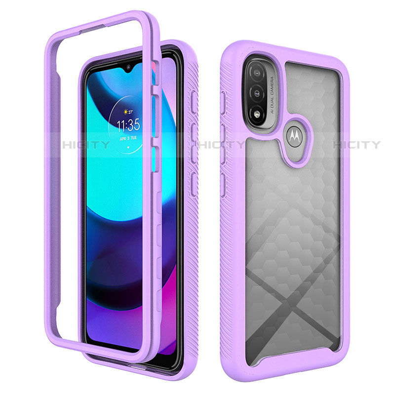 Carcasa Bumper Funda Silicona Transparente 360 Grados para Motorola Moto E20 Morado