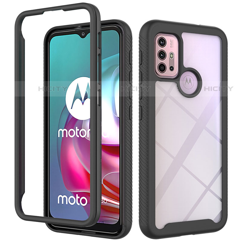 Carcasa Bumper Funda Silicona Transparente 360 Grados para Motorola Moto G10 Power Negro
