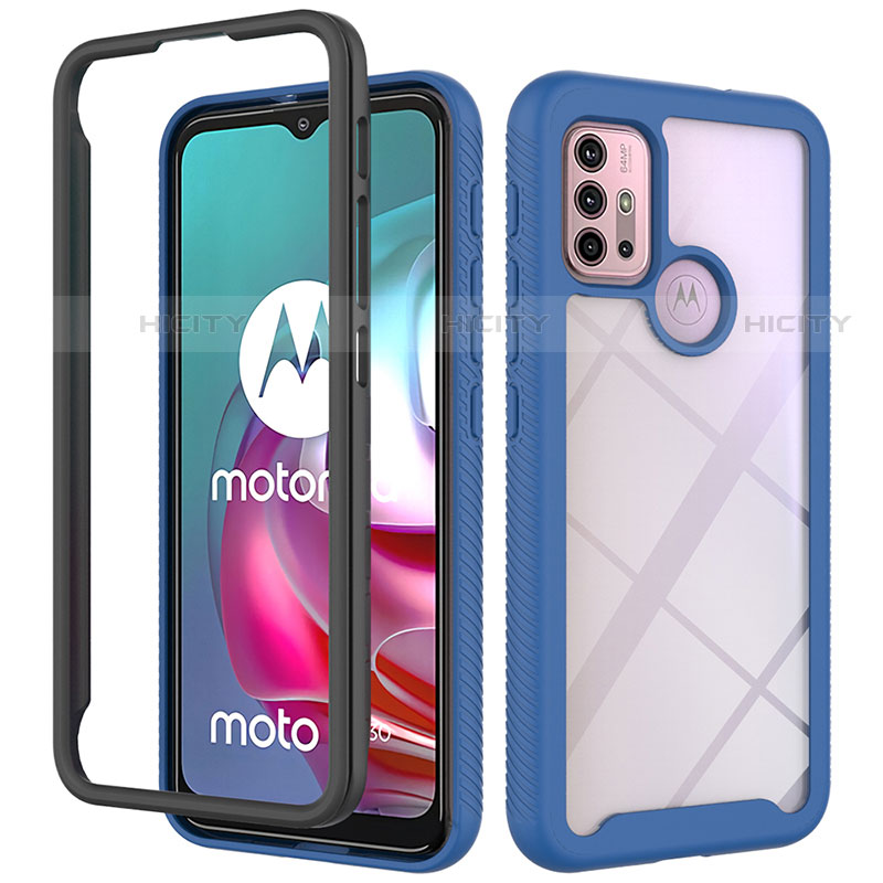 Carcasa Bumper Funda Silicona Transparente 360 Grados para Motorola Moto G20 Azul