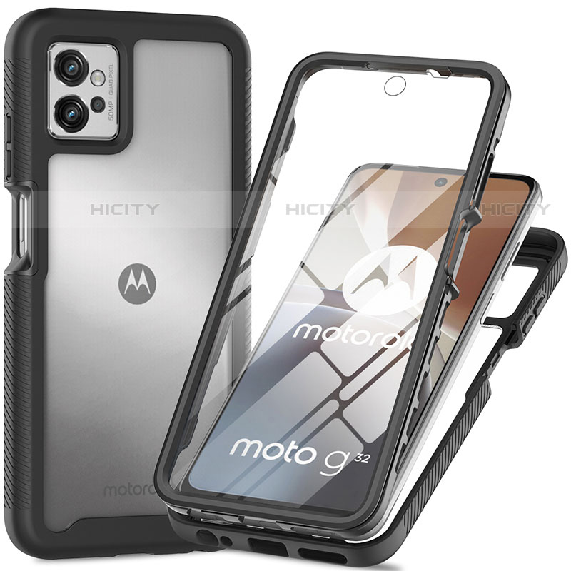 Carcasa Bumper Funda Silicona Transparente 360 Grados para Motorola Moto G32 Negro