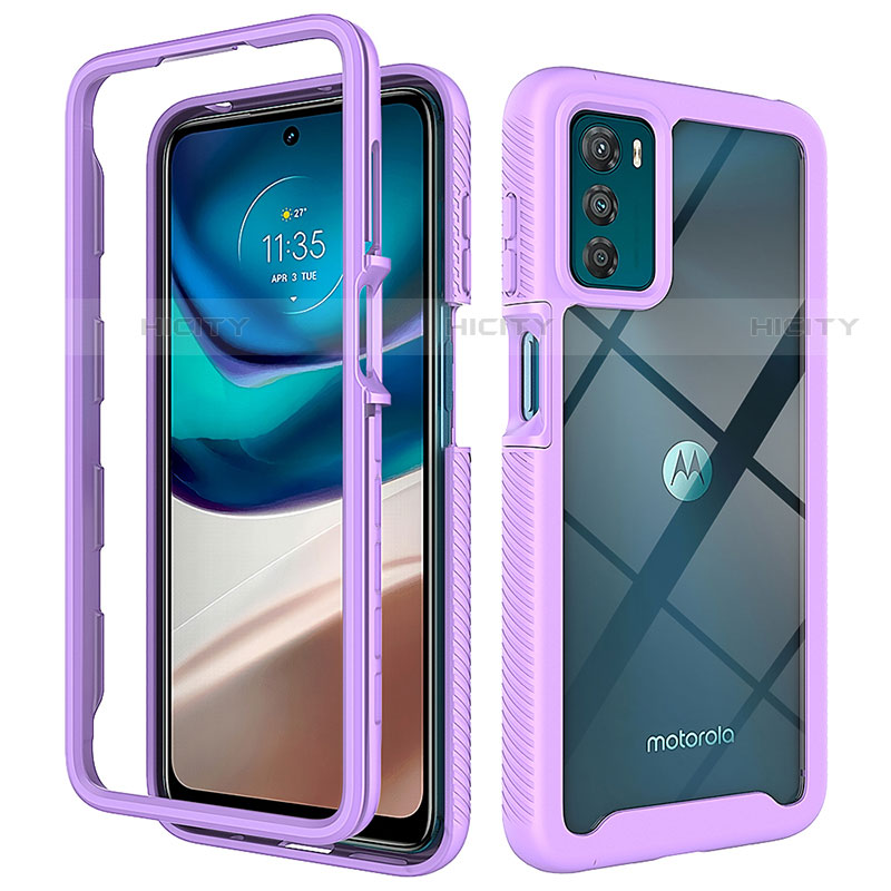 Carcasa Bumper Funda Silicona Transparente 360 Grados para Motorola Moto G42 Morado