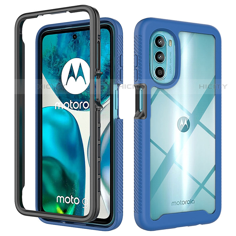 Carcasa Bumper Funda Silicona Transparente 360 Grados para Motorola Moto G82 5G Azul