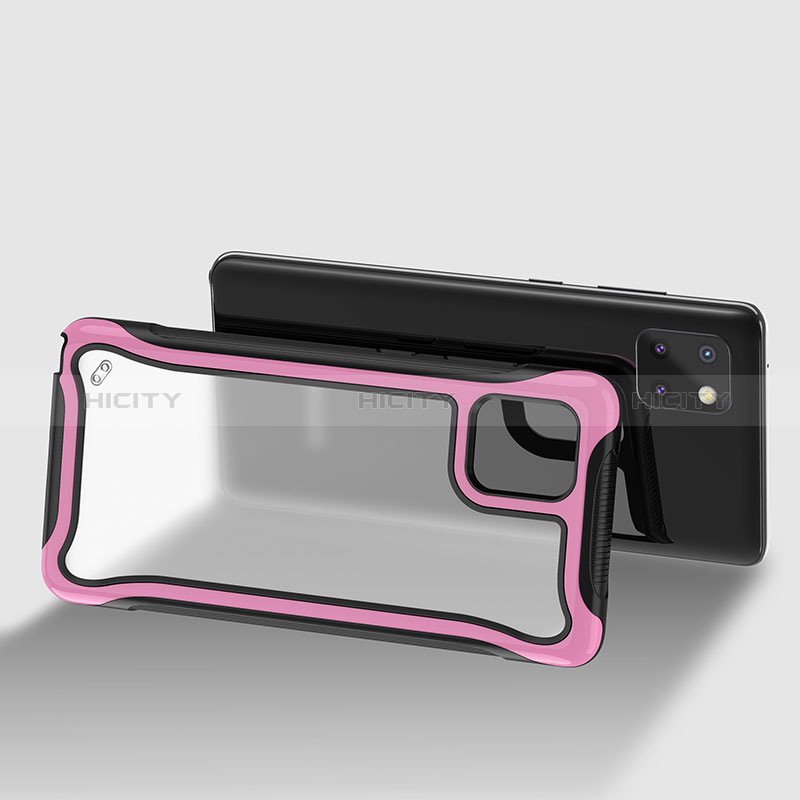 Carcasa Bumper Funda Silicona Transparente 360 Grados para Samsung Galaxy A81 Rosa Roja