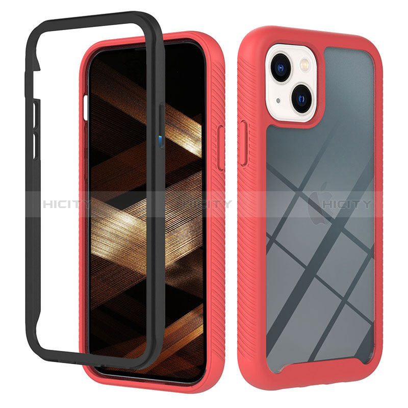 Carcasa Bumper Funda Silicona Transparente 360 Grados YB2 para Apple iPhone 14 Plus Rojo