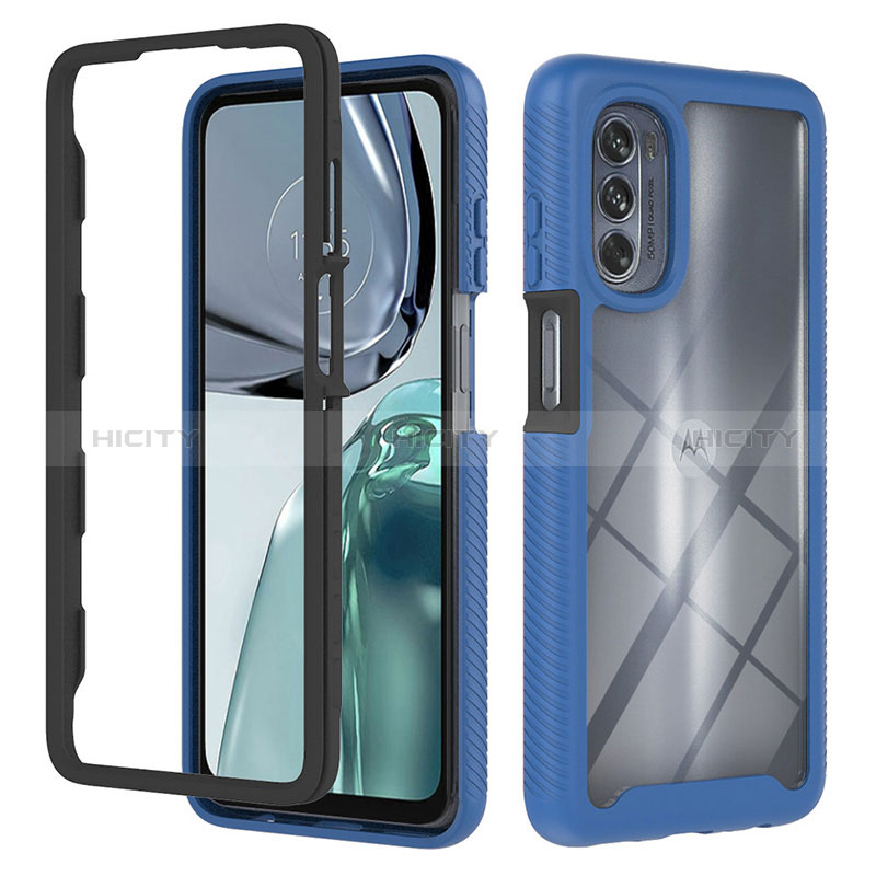Carcasa Bumper Funda Silicona Transparente 360 Grados YB2 para Motorola Moto G62 5G Azul