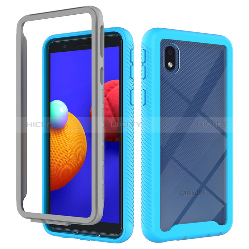 Carcasa Bumper Funda Silicona Transparente 360 Grados ZJ1 para Samsung Galaxy A01 Core Azul Cielo