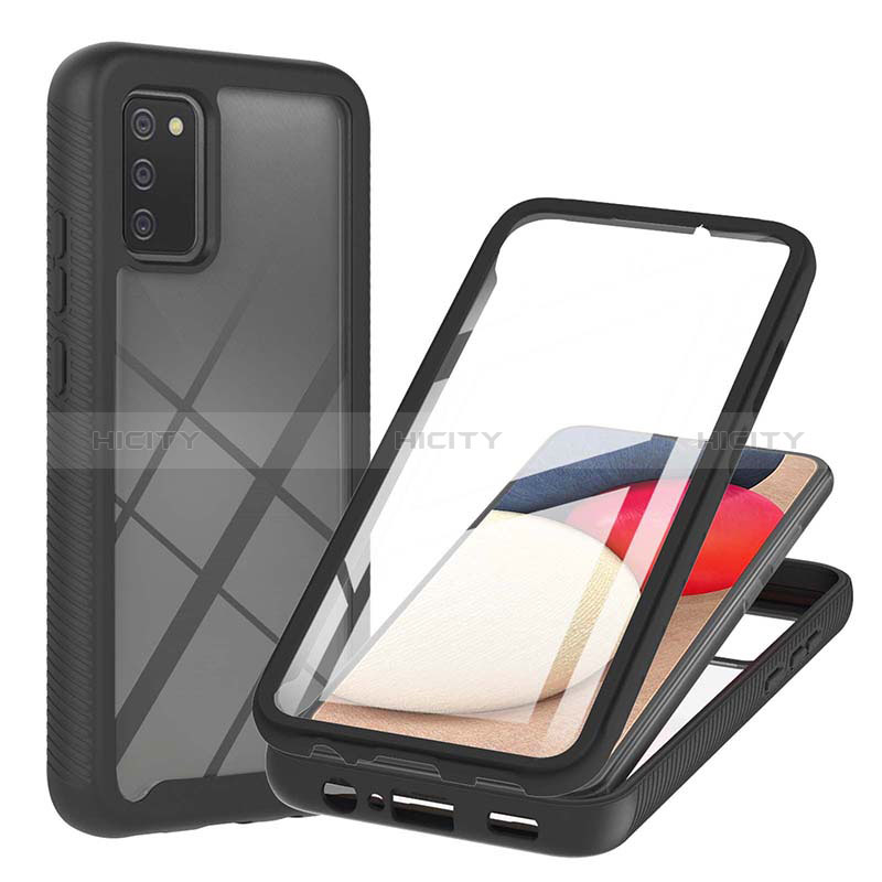 Carcasa Bumper Funda Silicona Transparente 360 Grados ZJ1 para Samsung Galaxy A02s Negro