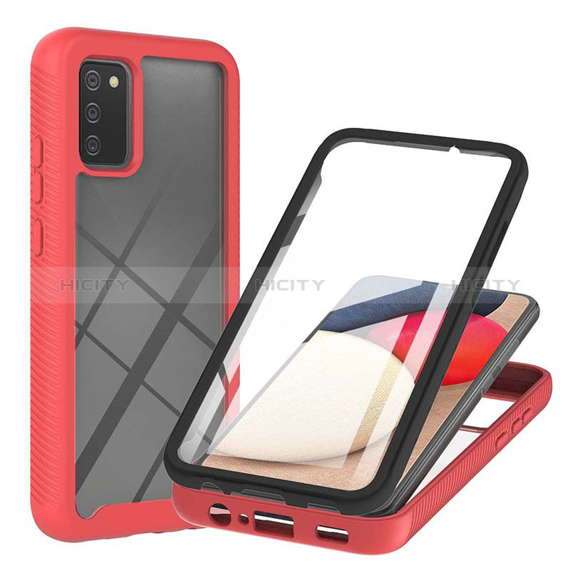 Carcasa Bumper Funda Silicona Transparente 360 Grados ZJ1 para Samsung Galaxy A02s Rojo