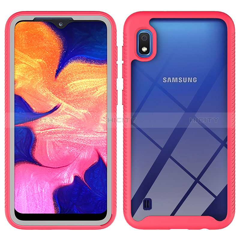 Carcasa Bumper Funda Silicona Transparente 360 Grados ZJ1 para Samsung Galaxy A10 Rosa Roja